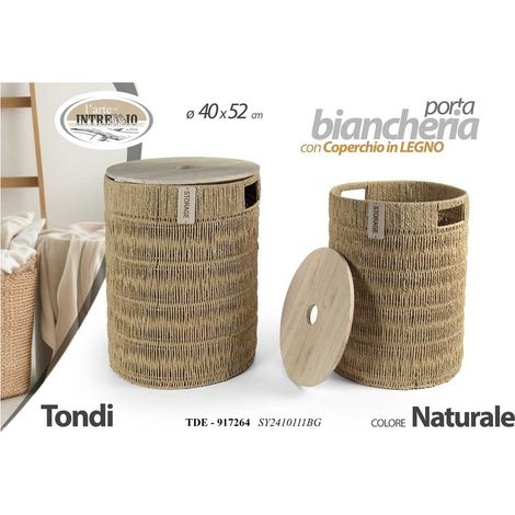 Runde beige Aufbewahrungskorb mit Deckel 40x52 cm