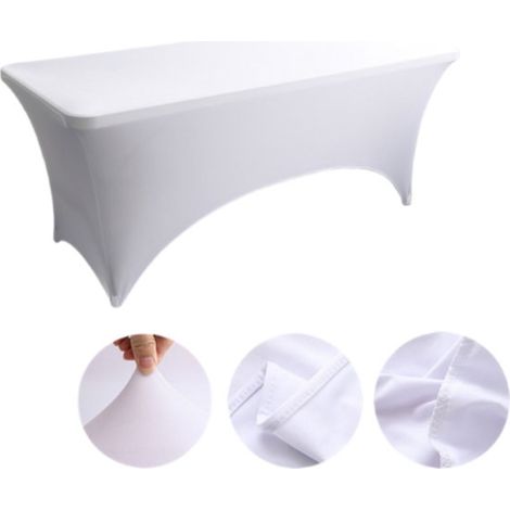 Mantel cuadrado, mantel, cubierta de tela, lavable, bodas, banquetes y fiestas, 183 cm (largo) x 75 cm (ancho) x 75 cm (alto), blanco (1/5)