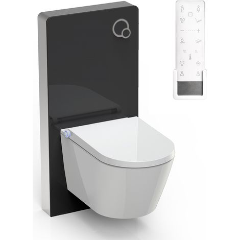 BERNSTEIN - Toilettes Japonais céramique, WC lavant japonais avec module noir (100,4x48,3x10,8cm) + télécommande - WC 38,4x59,3x38cm - Pro+ 1102 (1/5)