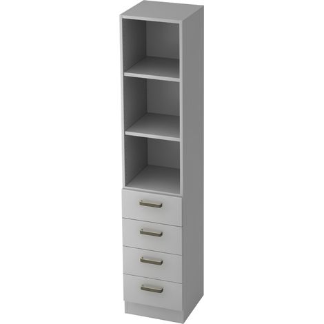 bümö office Schubladen Kombi - 4 Schübe Grau Streifengriff