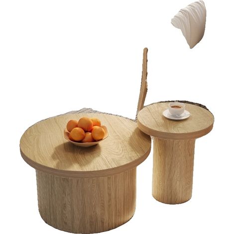 Tavolino da caffè, design salvaspazio, stile moderno minimalista, naturale (1/2)