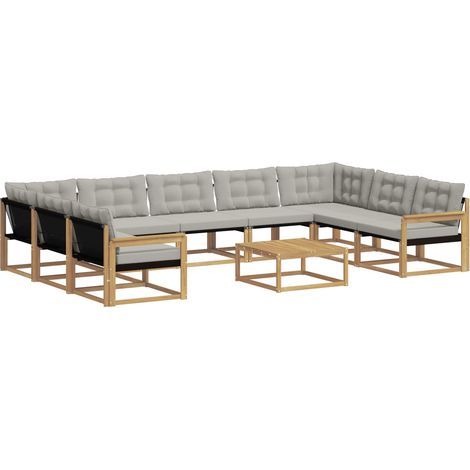 Outdoor Sofa Set with Cushion 10 pcs White and Light Grey vidaXL (1/5)