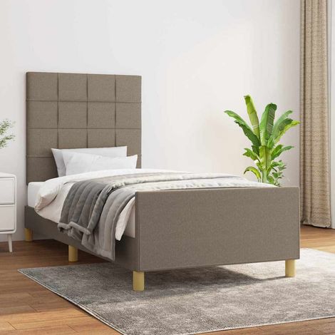 Cadre de lit sans matelas taupe 90x190 cm tissu (1/5)