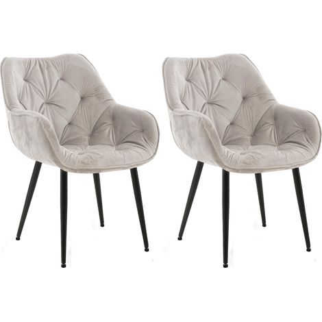2er Set Stuhl Tanna Samt grau