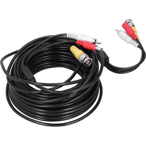 Câble de vidéosurveillance portable 3 en 1, cordon d'alimentation audio vidéo, connecteur BNC + RCA + DC pour système de surveillance DVR (10 m 32,8 pieds) (1/5)