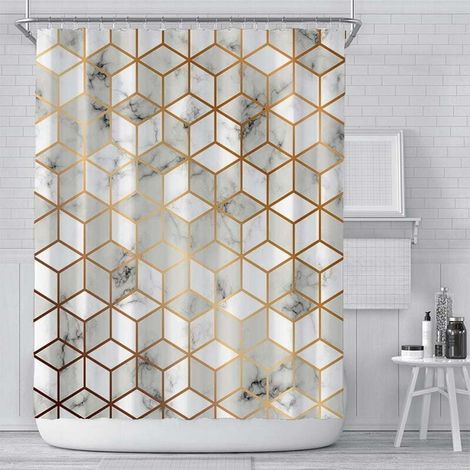 Rideau de Douche Anti Moisissure en Tissu Polyester, Original Rideau de Bain Impermeable Lavable en Machine, avec 12 Crochets pour Salle de Bains,180x180cm (1/5)
