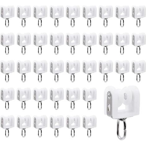 40 pièces Rouleaux de Rail de Rideau, Rouleaux de Rail de Rideau en Plastique à Deux Roues,pour Accessoires Rideaux dans Salles de Chambres(Blanc)