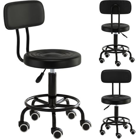 Taburete cosmético, silla de peluquería, taburete, silla de montar, SPA, móvil, negro (1/5)