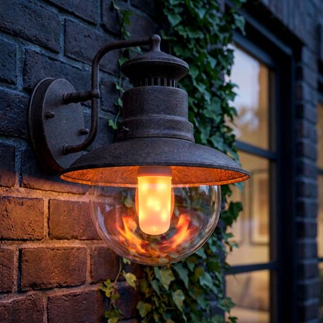Applique murale d'extérieur LED Applique de jardin Effet feu Bronze Acier H 27 cm (1/5)