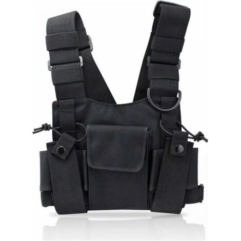 Radio Talkie walkie Poche de Poitrine, Sacs Harnais Sacs à Dos en Nylon Pack Holster Radios bidirectionnelles Carry Case Holder Bandoulière Réglable pour Police, Atelier de Production (1/5)