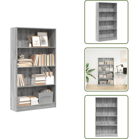 Bücherregal Grau Sonoma 80x24x143 cm Holzwerkstoff - Bücherregal - Bücherregale - Bücherschrank - Bücherschränke (1/5)