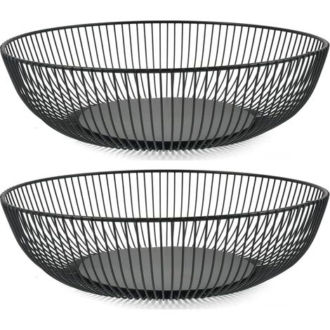 Set de 2 corbeilles à fruits en fil métallique noir, panier de (1/4)