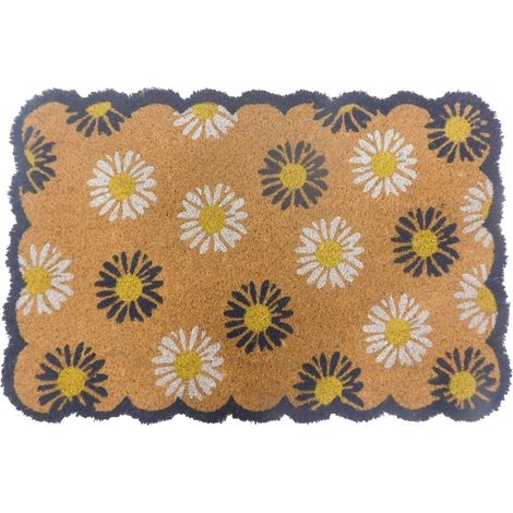 Relaxdays Fußmatte Kokos, Blumen, 60x40 cm, rutschfest, wetterfest, Fußabstreifer innen & außen, Türvorleger, mehrfarbig