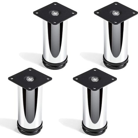 Lot de 4 pieds de meuble So-tech "Jim" réglables, chrome, hauteur 50 mm, élévation 120 mm, capacité de charge élevée (1/5)