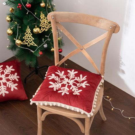 1pc Galette Chaise 40x40cm Neige, Velours Cristal Noël, Lavable, Épaisse, Tatami, Extérieur (1/5)