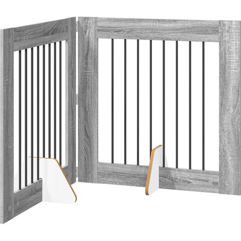 Foldable Dog Gate with Stands 2 pcs Grey Sonoma 160.5 cm vidaXL