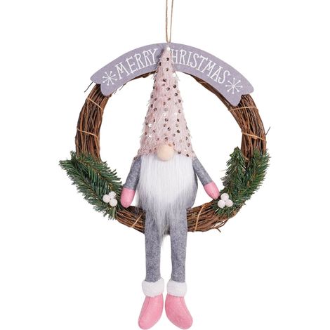 Guirlande De Noël - Nain Suédois Sans Visage - Pour Porte D'Entrée Ou Fenêtre - 36 X 48 Cm - 1 Pièce (1/2)