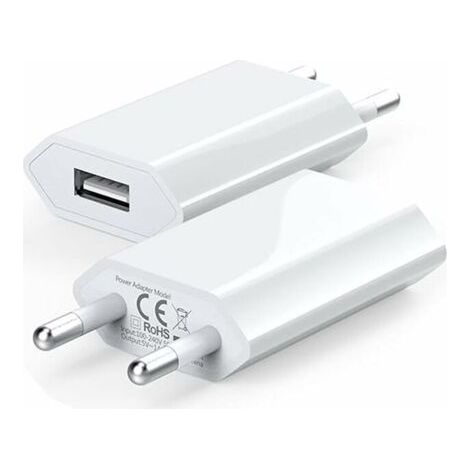 BUNTHAUS (2 Pack) USB Mural Chargeur Secteur 5V 1A Adaptateur Universel Prise Compatible avec i Phone XS Max XR X 8 7 6 6s 5S Plus, I Pad Mini, I Pod, Android, Xiaomi, Samsung, Huawei longziming (1/5)