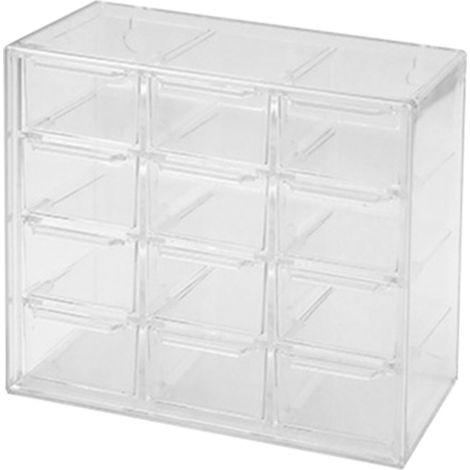 Boîte de rangement à compartiments en plastique transparent anti-poussière pour bijoux, colliers et loisirs créatifs (12 compartiments)