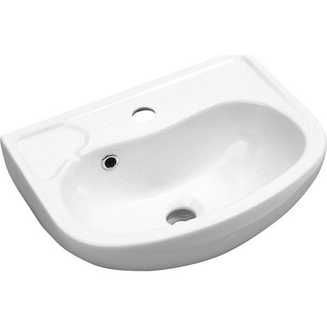 Aqualine Small - Lavamani 45x35 cm, con 1 foro per miscelatore, bianco 10TP71045