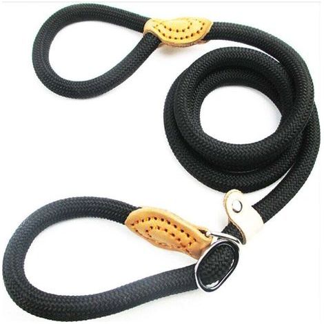 Guinzaglio per cani in nylon lungo 1,5 m, guinzaglio in corda nera, guinzaglio da addestramento, guinzaglio scorrevole, guinzaglio a lazo per cani, collare con guinzaglio per cani di piccola e media t (1/4)
