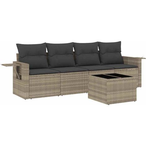 vidaXL Set Divano da Giardino 5pz con Cuscini Grigio Chiaro (1/5)