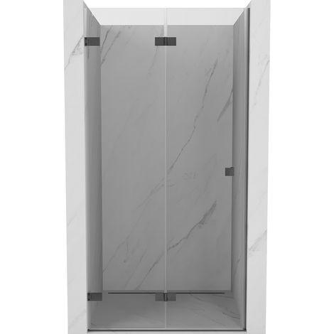 Mexen Lunar-F klappbare Duschtür links 100 cm, transparent, gebürstetes Gun Gray - 836-100-000-66-00-L