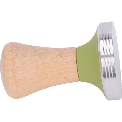 Tasseur à café en hêtre avec manche en bois, presse à café à marteau et base en acier inoxydable, idéal pour les baristas débutants et confirmés (vert, 58 mm). (1/5)