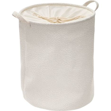 Cesto de la ropa de rizo, redondo y plegable, 56 l, blanco - 5five (1/3)