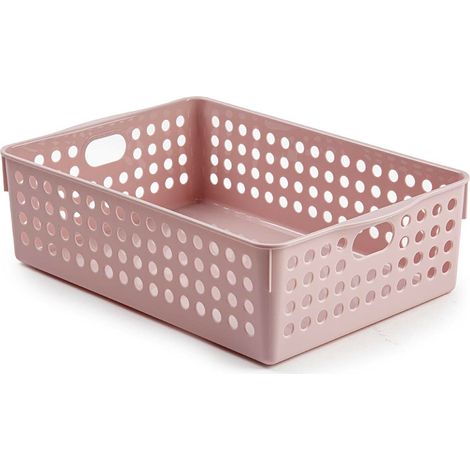 Cesta de almacenamiento organizador plastico 29 cm Rosa