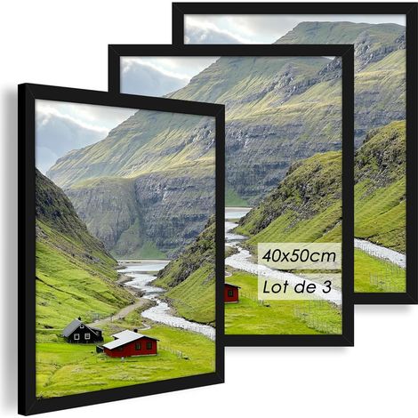 Cadres photo 40x50cm, lot de 3, cadres 50x40 noirs (1/5)