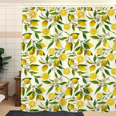 Sollbry Rideau de douche à fleurs d'été 120 x 180 cm, rideau d'été avec crochets, polyester, imperméable, décoration de baignoire pour la maison (1/3)