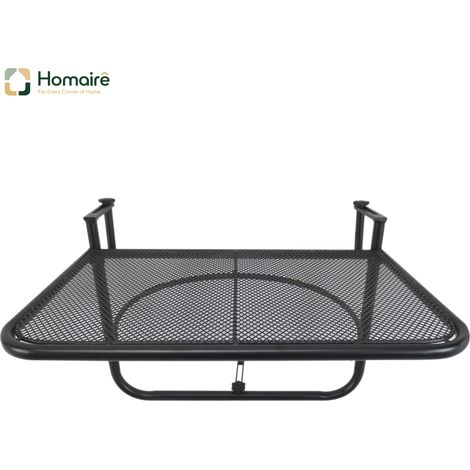 Table suspendue balcon métal rectangulaire hauteur ajustable top grille antirouille (1/5)