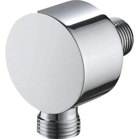 Coude d'alimentation en eau en laiton massif pour douchette, coude d'arrosage rond, vanne d'angle murale, chrome poli (1/4)
