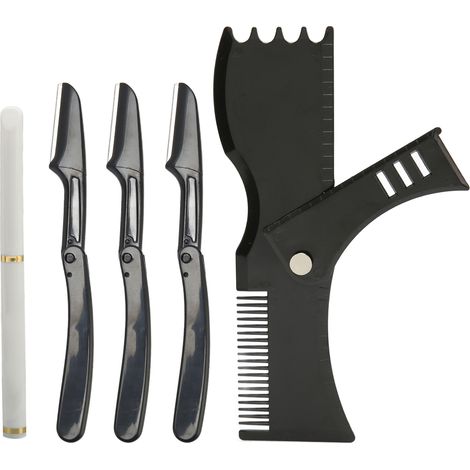 Kit de guidage pour barbe : gabarit noir, crayon blanc, outil de taille et coiffure barbe (1/5)