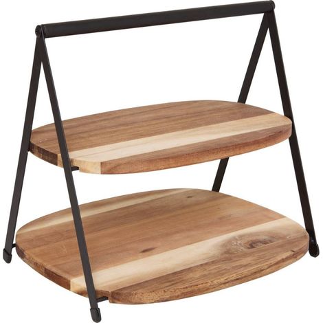 Serviteur 2 Étages en Bois "Mina" 27cm Marron