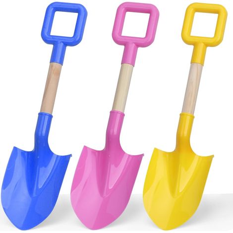 Pelle De Plage - Lot De 3 - Plastique ABS Et Bois - 40,6cm - Jardinage Et Sable - Enfant Et Adulte (1/5)