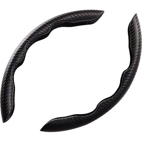 Universal Car Steering Wheel Cover, Set of 2 Universal Carbon Fiber Steering Wheel Covers, Interior Accessory, Ultra Lightweight, for Most Cars (Black) (1/5)