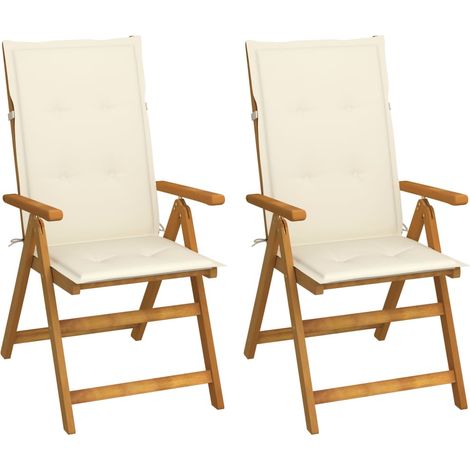 Chaises inclinables de jardin 2 pcs avec coussins Bois d'acacia 23 (1/5)