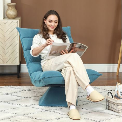 MEUBLIV sillón de suelo 62x70x95 cm azul – giratorio 360° y respaldo reclinable (1/5)