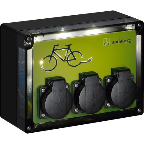 Spelsberg Estación de carga para E-Bike, negro, tipo de protección IP44, resistencia al impacto IK08, clase de protección II, tensión de aislamiento nominal 400V AC, sin halógenos, 20003401
