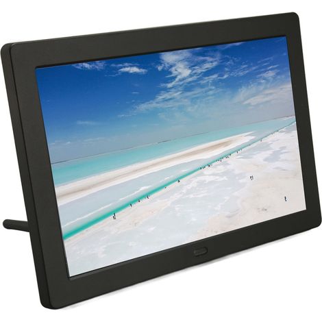 Cadre photo numérique 8 pouces, écran HD IPS 1280 x 800, commutation d'écran, ports USB et carte mémoire, noir, prise européenne. (1/5)