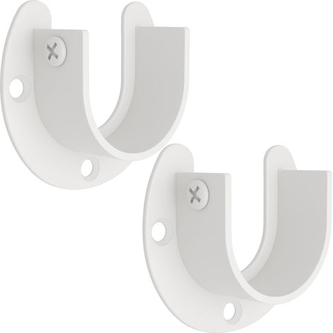 2 Pièces - Support Tringle - Fixation Murale - Acier Inoxydable Réglable Pour Tige 30-35MM - Dressing Salle De Bain Cuisine - Blanc - 5,8x5x2,2CM (1/5)
