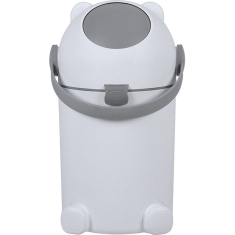 Windeleimer – 15 l – geschlossener Mülleimer – FLASIDU – Trennwanddesign – Panda-Kopfform – Kunststoffmaterial – tragbar – 24 x 24 x 44 cm – Grau (1/5)