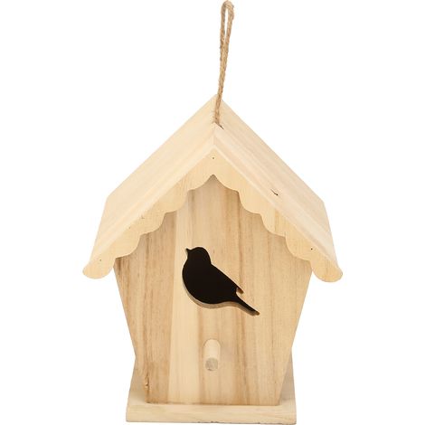 Vogelhaus aus Holz mit vogelförmigem Eingang, DIY-Vogelhaus, Vogelhaus für Garten und Hof, Nistkasten für Wildvögel (1/5)