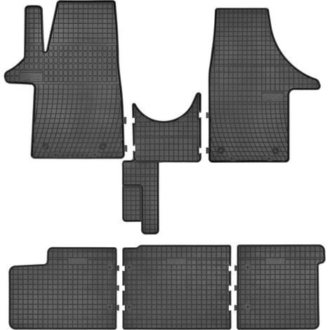 Alfombrillas de goma para Volkswagen Transporter T6 furgoneta de reparto 2 filas, cabina doble (2015-2019) - negras, montadas