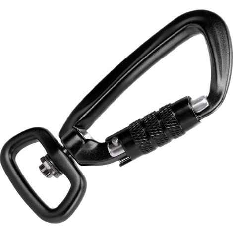 Mousqueton à verrouillage automatique, base carrée, rotation à 360°, accessoire pour laisses de chien, hamacs et sacs à dos, noir (1/5)
