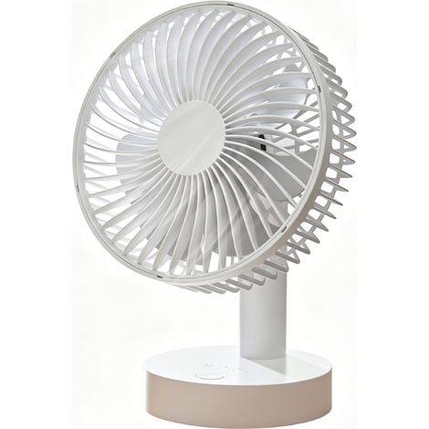 Ventilateur de table USB rechargeable 1800 mAh, 4 vitesses, oscillant, silencieux, avec minuterie 1-8h et nettoyage facile - blanc (1/4)