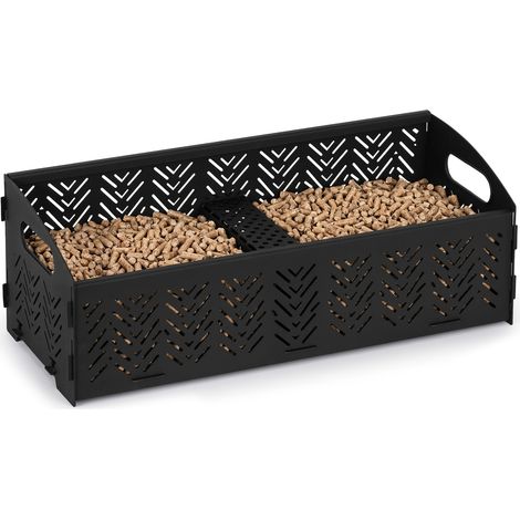 Todeco Pelletkorb für Holzofen 48 x 20 x 17,5 cm, Tragbar, Zerlegbar, Großes Fassungsvermögen (1/5)