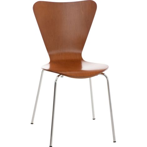 Silla comedor cocina x1 respaldo triangular apilable en madera marrón y metal cromado 100003331 (1/5)